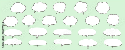 ゆるい吹き出しのベクターイラストセット。ふきだし、フレーム、おしゃれ