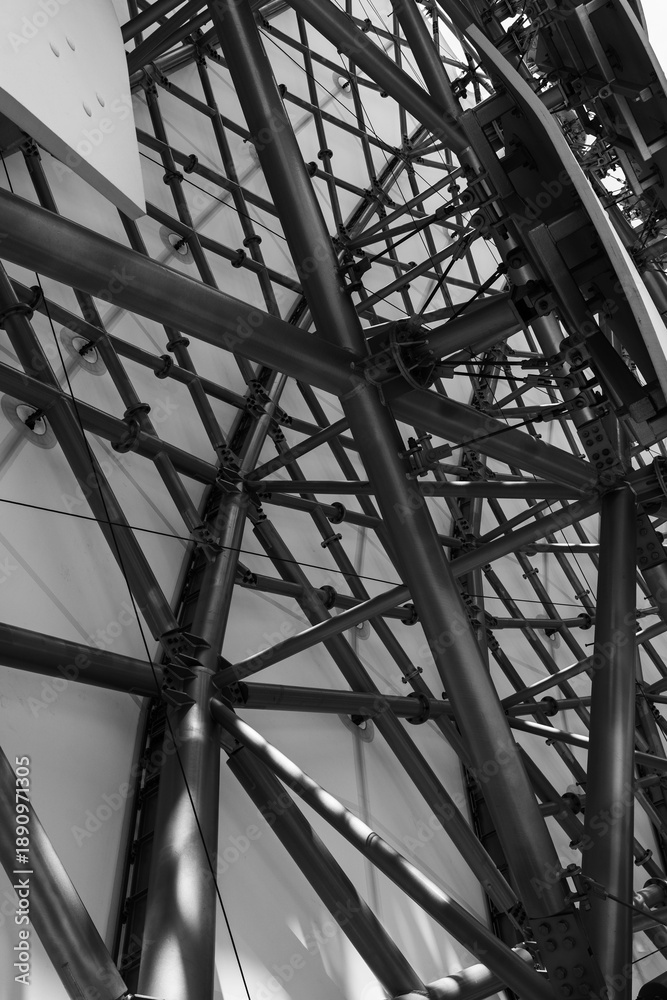 Fototapeta premium Futuristic Architectural Facade with Metallic Structure