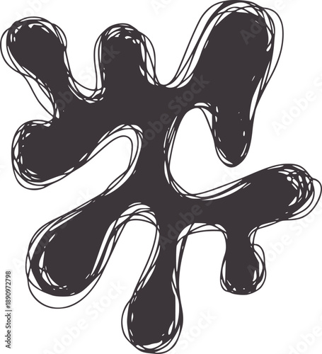 Minimalist black and of abstract organic shape with five protruding