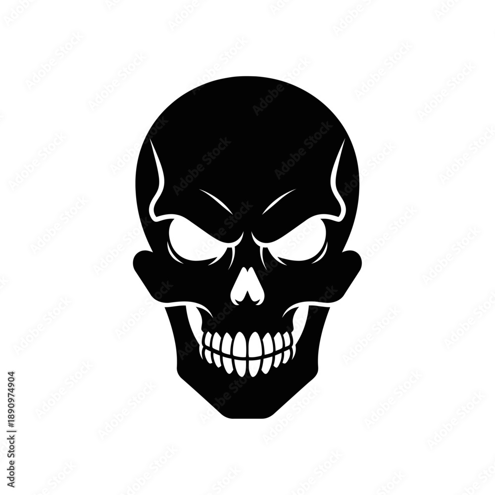 Fototapeta premium Menacing Skull Illustration with Angry Facial Expression and Sharp Teeth