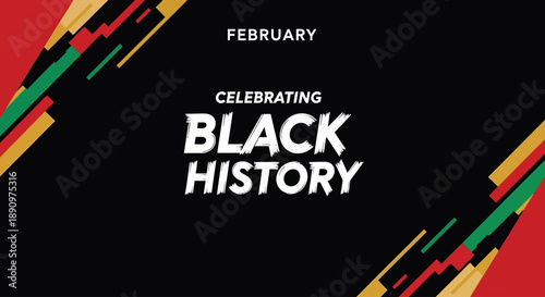 Vibrant Graphic Celebrating Black History Month in February with Pan African Colors