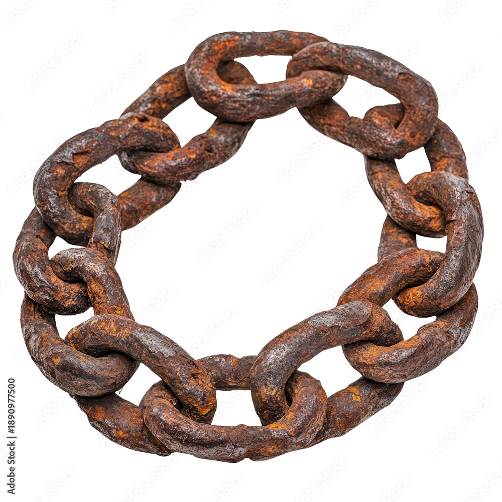 Fototapeta premium Rusty chain links with transparent background 