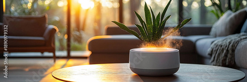 Air purifier filters viruses and cleans air in indoor space Generative AI