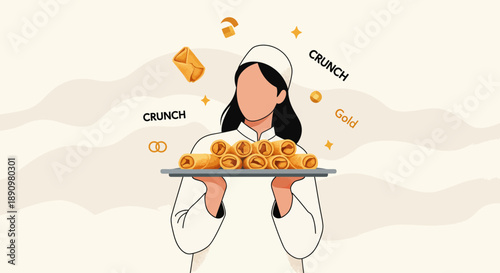 Chef Holding Tray of Freshly Baked Croissants.