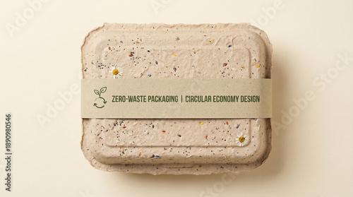 Top view of innovative seed paper packaging box made from agricultural waste  