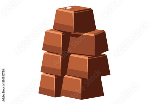 A stack of chocolate bars arranged neatly on a plain surface viewed from a slight angle