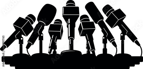 Row of Microphones for Press Conference
