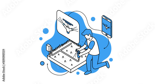 Person Designing Airplane Model with Tools.