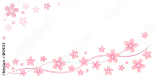 Tableau sur toile 桜の花と波線の背景素材イラスト