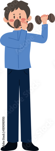 illustration of a man exercising by lifting a barbell to the side