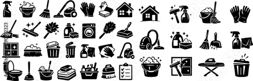 House Cleaning icon collection set. Editable stroke.

