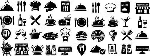 Restaurant icon collection set. Editable stroke.
