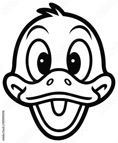 Cartoon Duck Face: A cute cartoon duck face with a friendly and cheerful expression, perfect for adding a touch of whimsy and fun to any project.