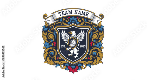 Team Logo Emblem with Winged Angel Design.