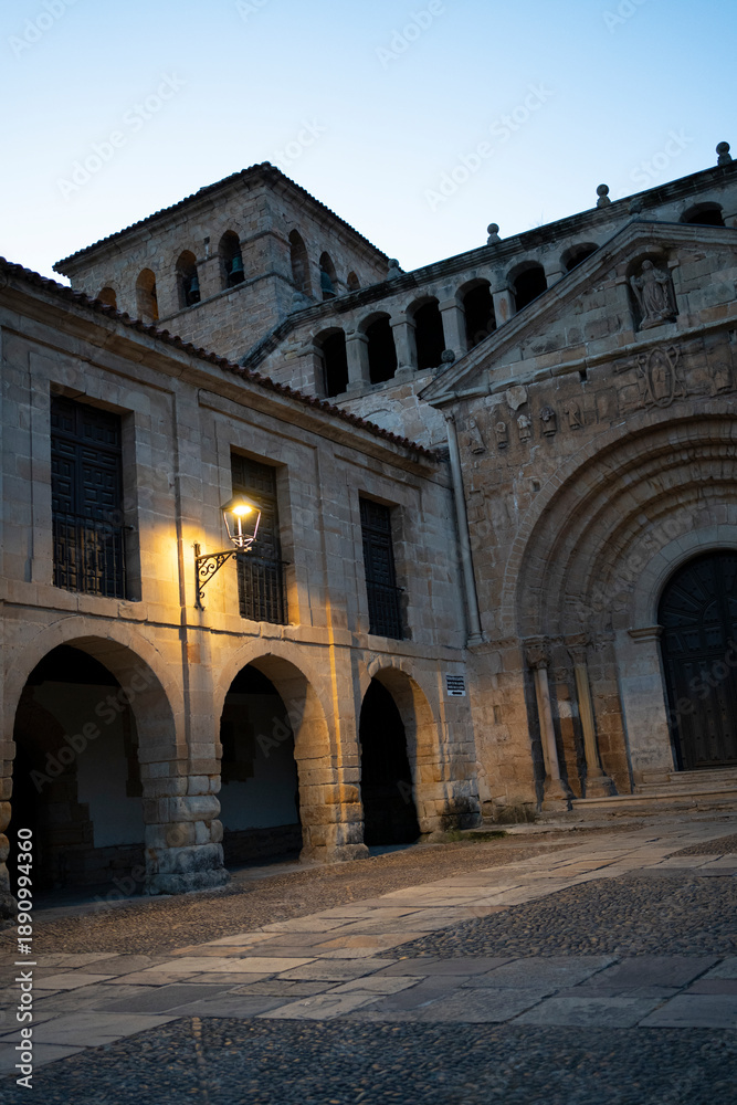 Fototapeta premium Historic architecture with arches and a lantern.. Santillana del Mar, Santander, Spain