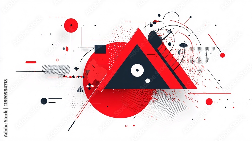 Obraz premium Abstract geometric shapes floating silently, surreal calm illustration, copy space