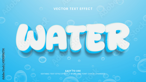 water editable text effect 3d vector