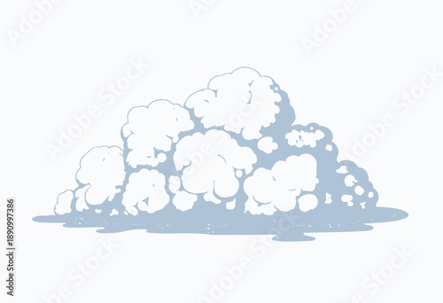 Fluffy Cloud Formation on White Sky Background Illustrating Lightness and Airy Atmosphere with Soft, Round, Cumulus-like Cotton-texture in Digital Art Style