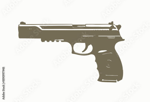 Detailed side view of a modern, olive drab semi-automatic pistol showcasing intricate design and ergonomic grip against a clean background for clarity