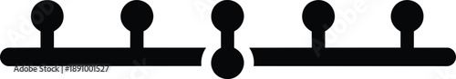 Black and white silhouette of five shooting targets in a row.