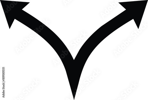 Black Split Arrow Symbolizing Choice and Divergence.