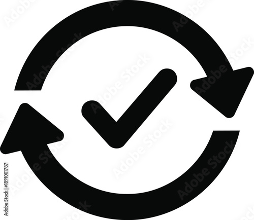Refresh and update icon with checkmark indicating successful completion or approval of a process.