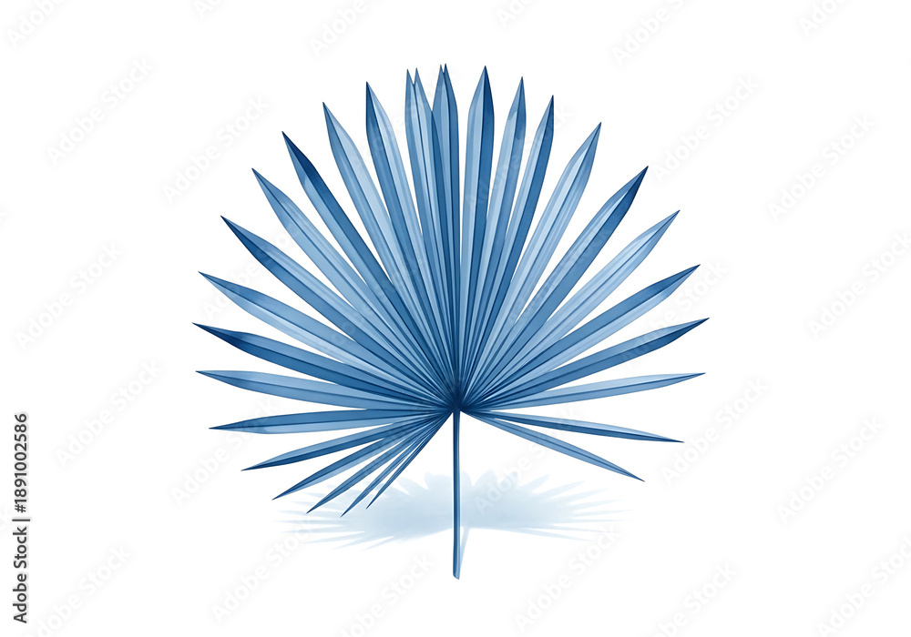 Fototapeta premium Delicate watercolor tropical leaf in shades of blue