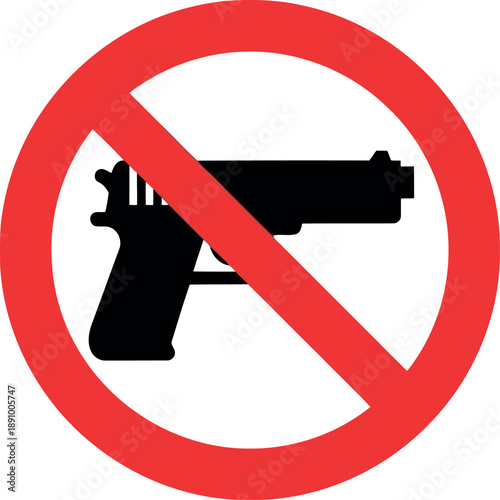 No Guns Allowed Sign Vector – Firearm Prohibition Symbol for Safety and Security Notices