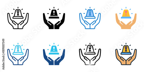 Crisis Management icons set multiple style collection. Editable stroke 
