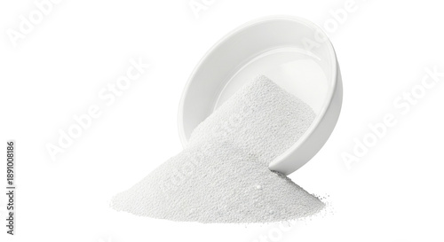 White powder spilling from a tilted bowl
