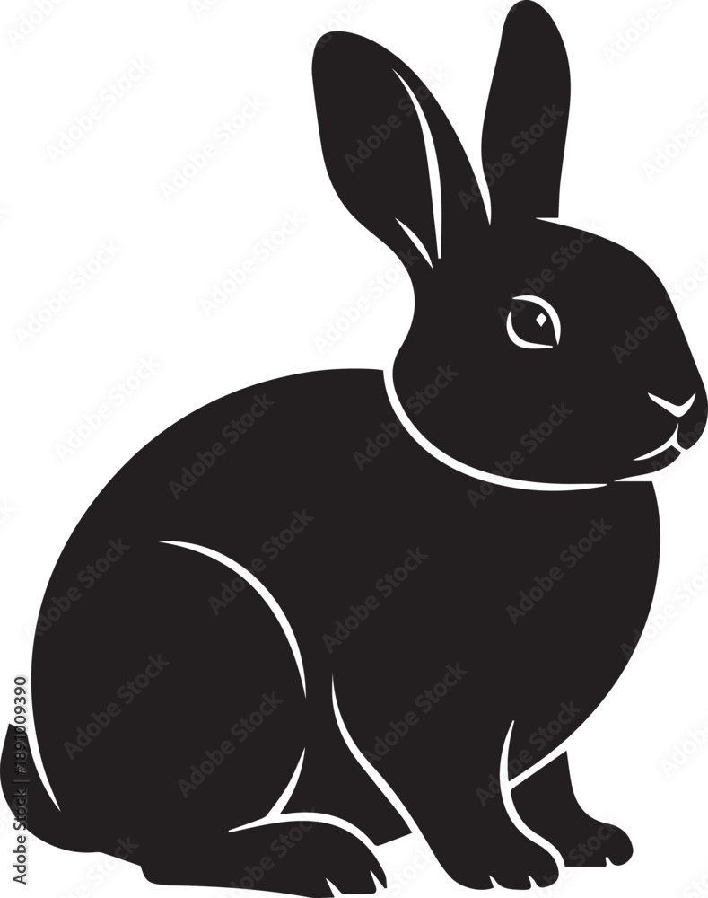 Fototapeta premium Sitting rabbit silhouette