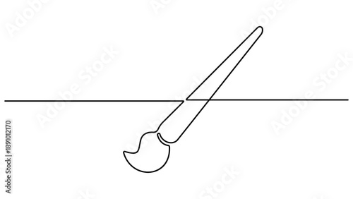 Paint brush in one continuous line art illustration, Single line art paint brush. Continuous line drawing of a paintbrush creating a flowing. wavy stroke, symbolizing creativity. Vector illustration