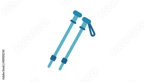 A pair of blue trekking poles on a white background