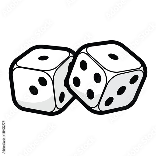 A black and white illustration of two dice