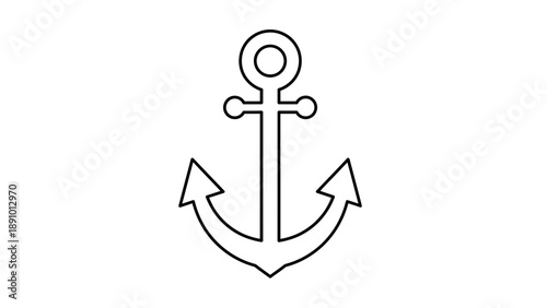 A simple line drawing of an anchor on a white background