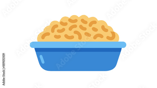 A blue bowl filled with a large serving of cashews