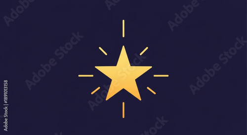Golden star symbol with radiant lines on dark blue background representing excellence and achievement