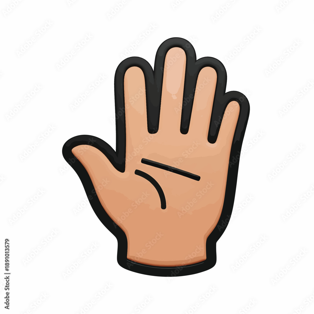 Obraz premium A cartoon drawing of a right hand with the palm facing forward