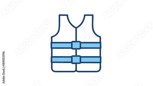 A simple blue life jacket on a white background illustration
