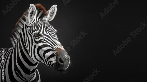 Close-up portrait of zebra with pearl earring.