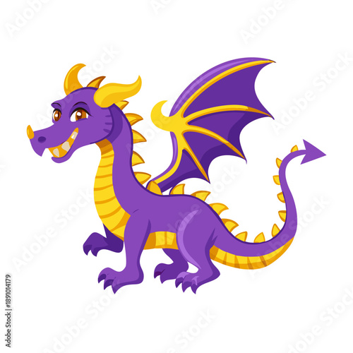 A cute vector illustration of a funny cartoon baby dragon character designed as a friendly monster art piece for kids