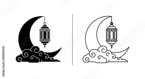 Minimalist crescent moon lantern design