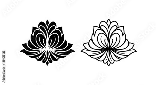 Black and white lotus flower vector art