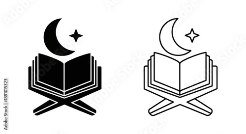 Islamic book moon star quran icon