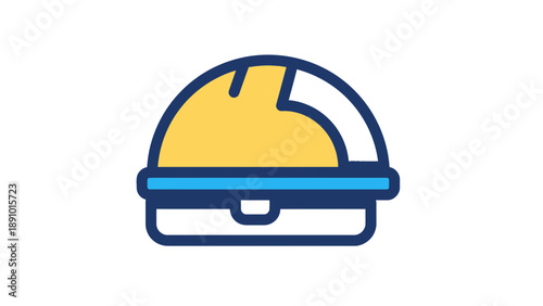 A colorful illustration of a lunchbox with a yellow and blue design