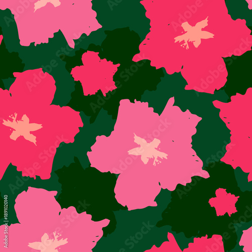 Seamless pattern with flowers, tropical floral print.