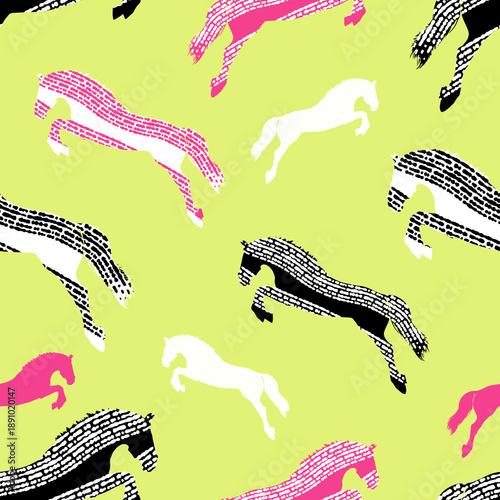Seamless pattern with horses for textile, fabric, wrapping paper