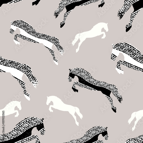 Horses seamless pattern, background with horse