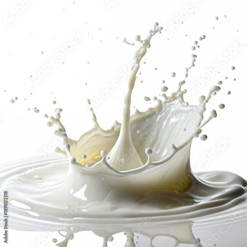 Milk splash with creamy texture and white droplets