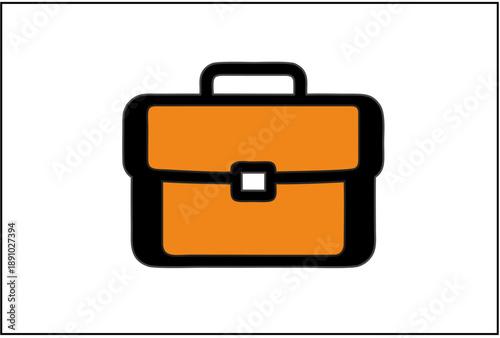 A professional black vector business briefcase icon features a leather portfolio case design with a metal handle and lock isolated as a sleek office luggage object for work and travel